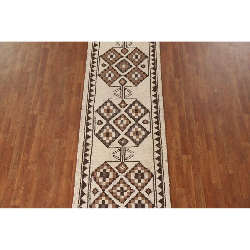 Natural Dye Tribal Anatolian Oriental Runner Rug Handmade Wool Carpet - 2'11"x 11'10"
