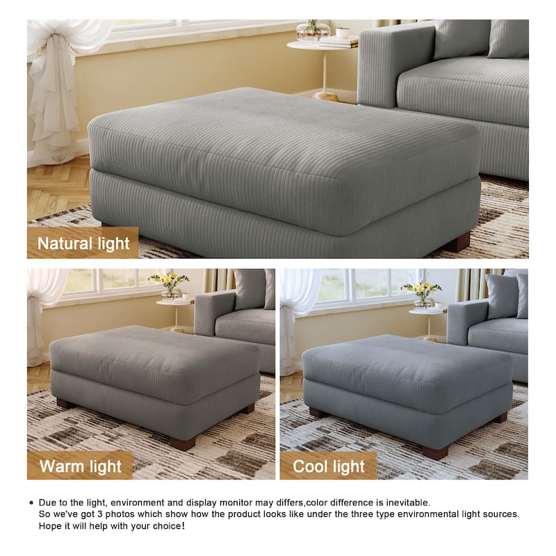 Modern Oversized striped Corduroy Ottoman