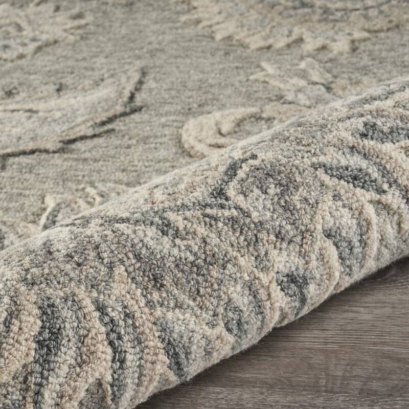 Light Gray Pattern Rug Light Gray Floral Area Rug - Overstock - 34775314