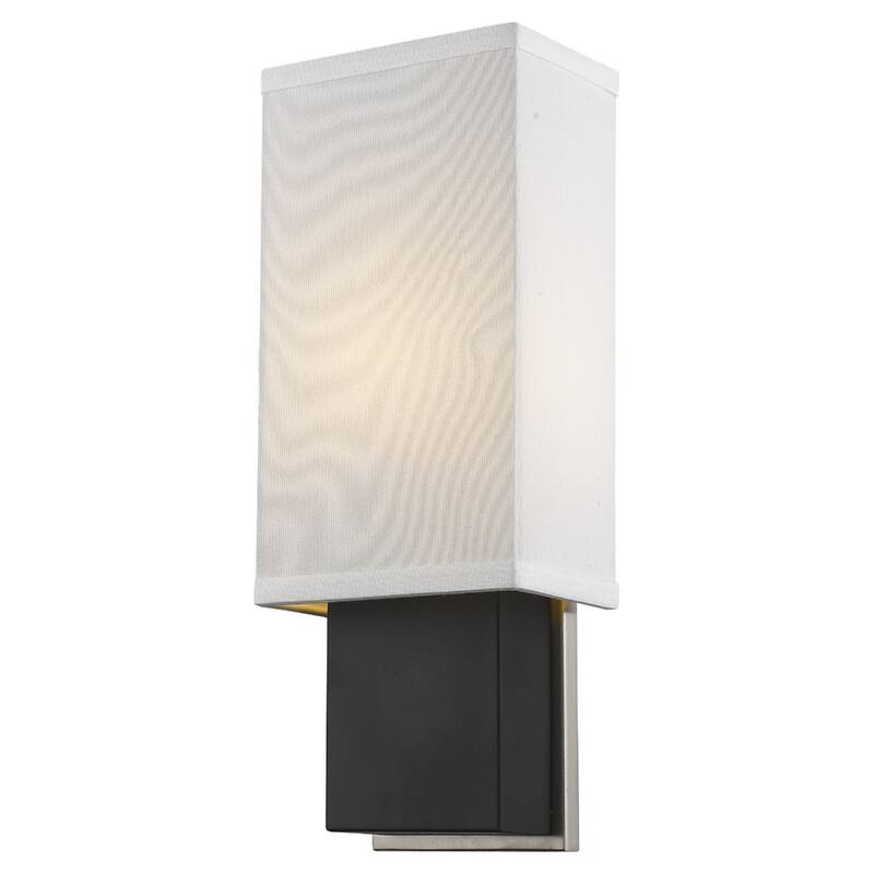 Modern Rectangular Wall Sconce with White Linen Shade and Hardwired Metal Sconce for Hallway - 15.5" H x 6" W x 4" D