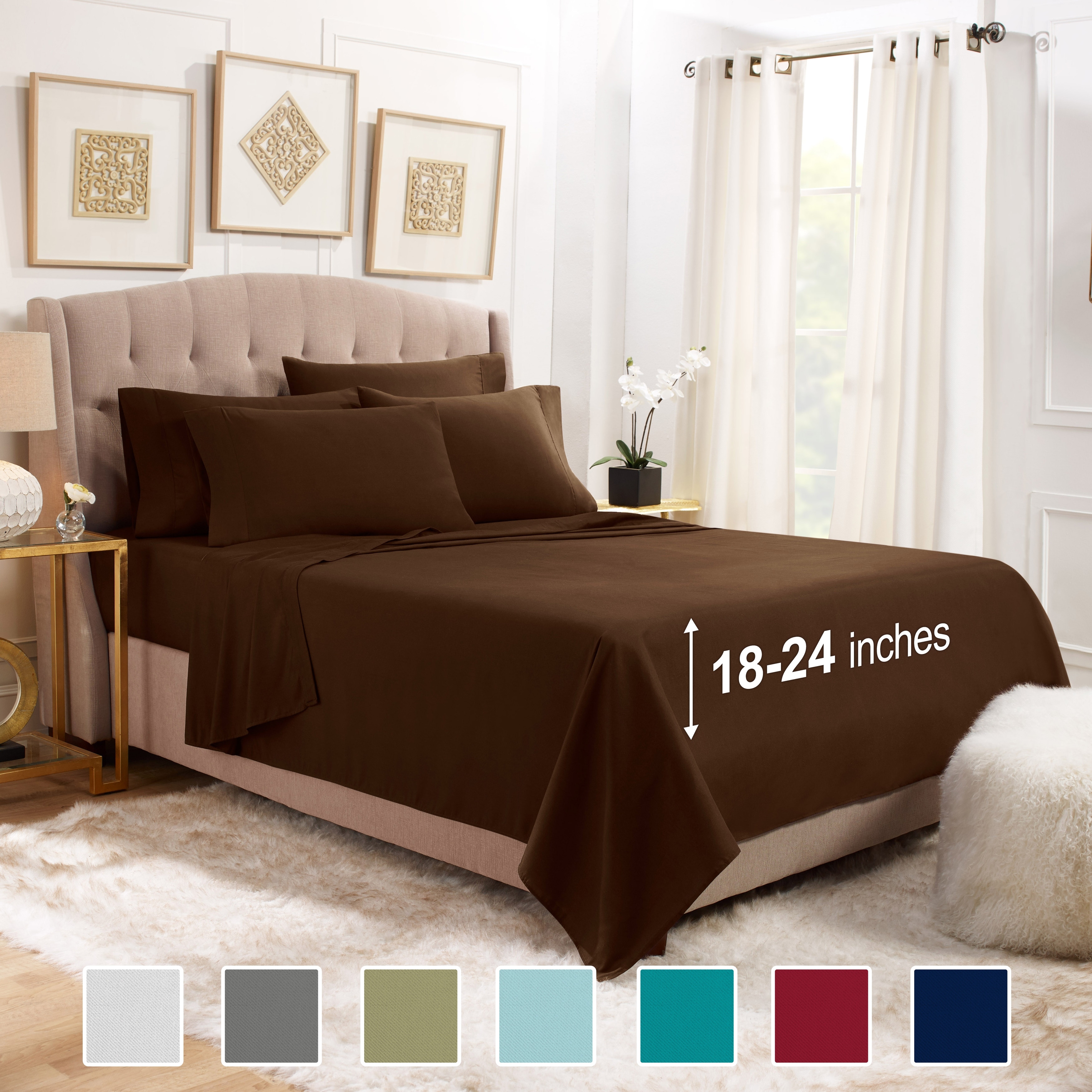 21 inches EXTRA DEEP POCKET - 600 Thread Count Queen Sheet Sets (Style:  Solid)