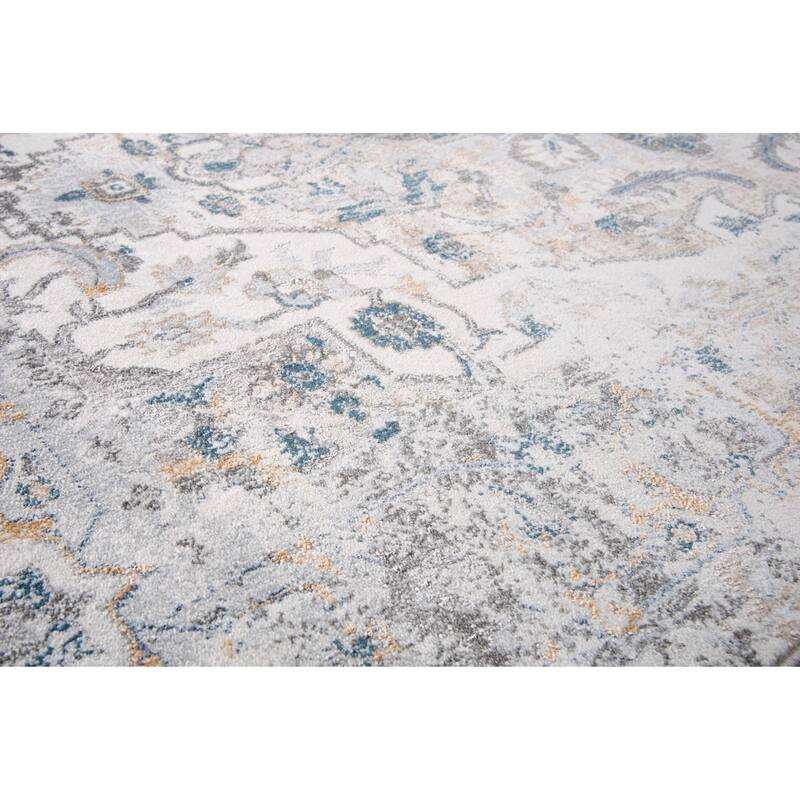 Alora Decor Lavish Rustic Blue Polypropylene/Polyester Area Rug