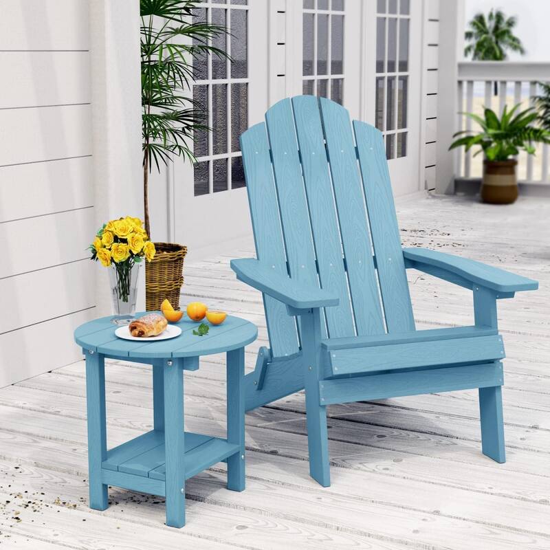 WINSOON All Weather HIPS Outdoor 2-Tier Outdoor Side Tables Adirondack Tables Set Of 2
