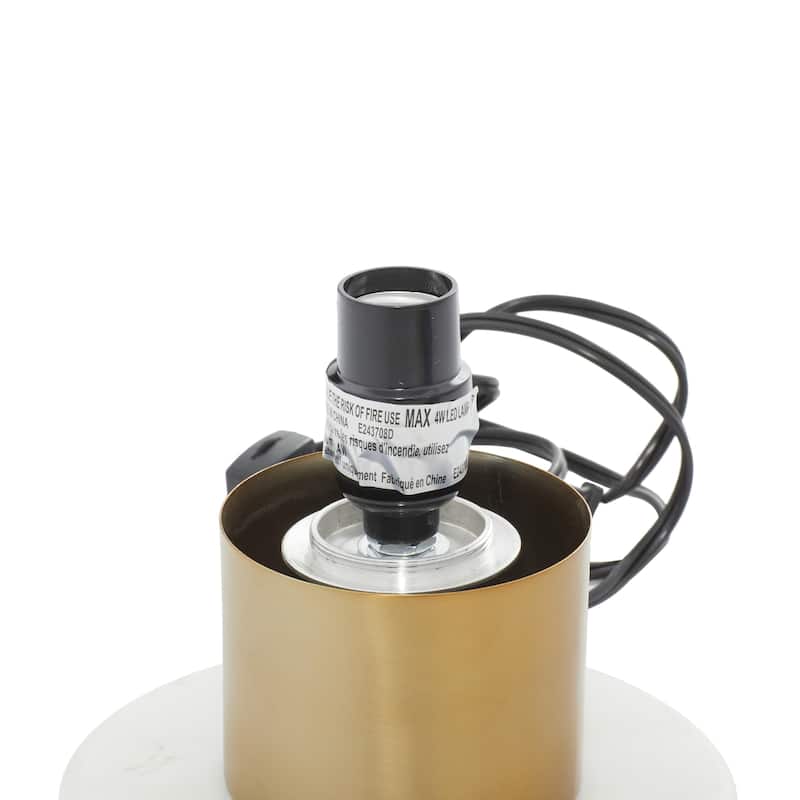 Metal Room Table Lamp with Clear Dome Shaped Shade and Marble Base - Gold - Roche River Decor