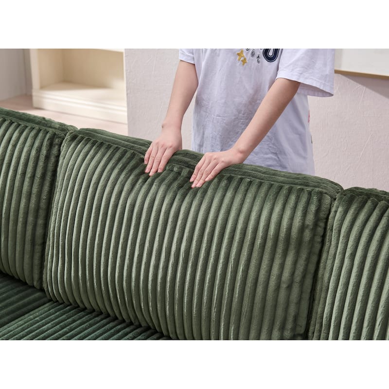79.5" Corduroy Sectional Sofa Sleeper Sofa, Convertible Double Chaise Lounges Couch