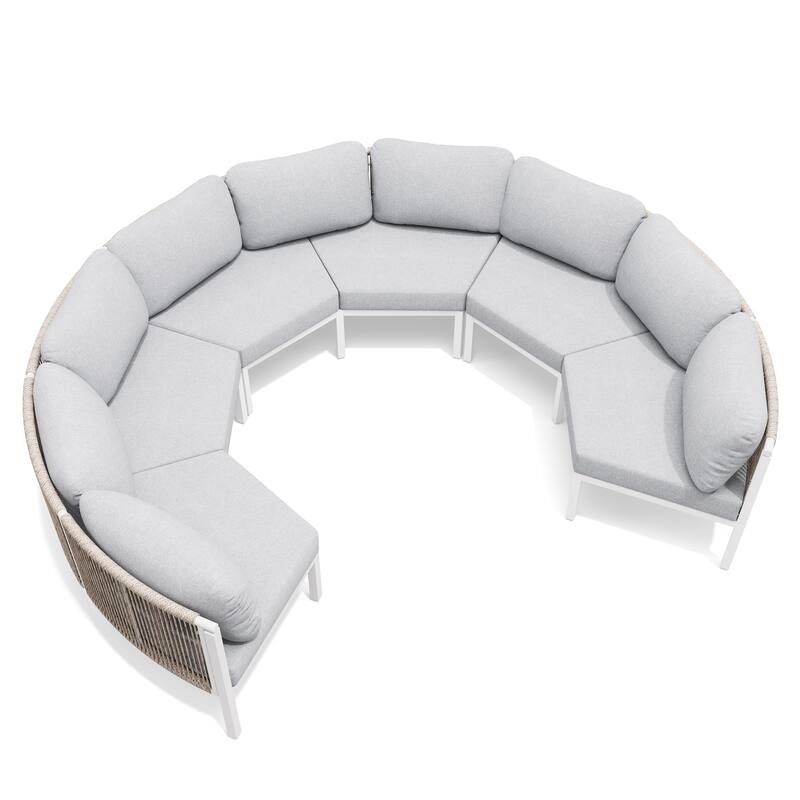 Curved Outdoor Sofa Rattan Sectional Sofa Patio Furniture Set Outdoor Conversation Sets