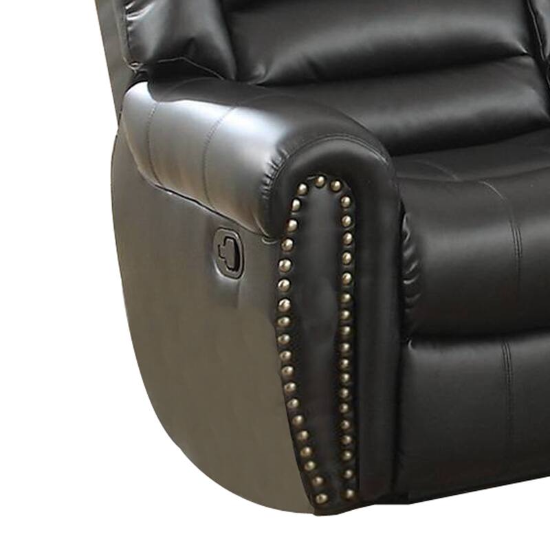 Imposing Style Bonded Leather & Plywood Reclining Love Seat, Black