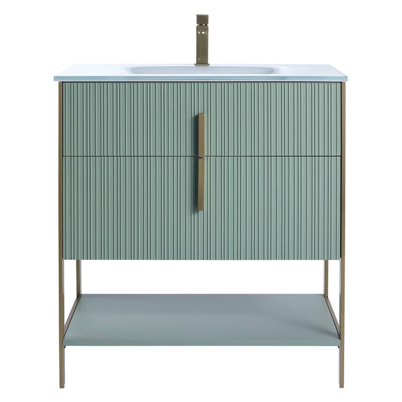Fine Fixtures Serenity Modern Bathroom Vanity with White Glass Top