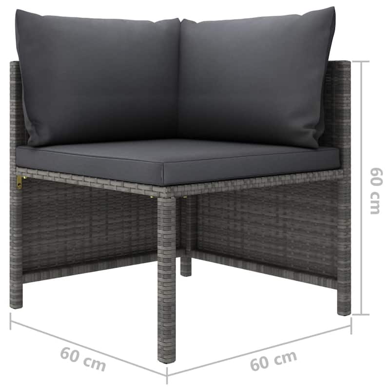 vidaXL Patio Lounge Set Sectional Sofa with Cushions Solid Teak Wood PE Rattan