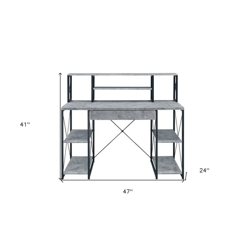 47" Gray and Black and Black Computer Desk