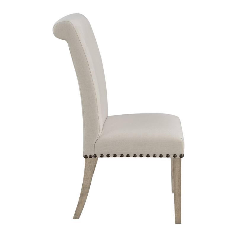 Allan Beige and Pine Upholstered Parsons Dining Chairs (Set of 4)