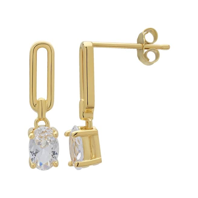 Victoria Townsend 14kt Gold over Sterling Silver Oval White Sapphire Drop Earrings