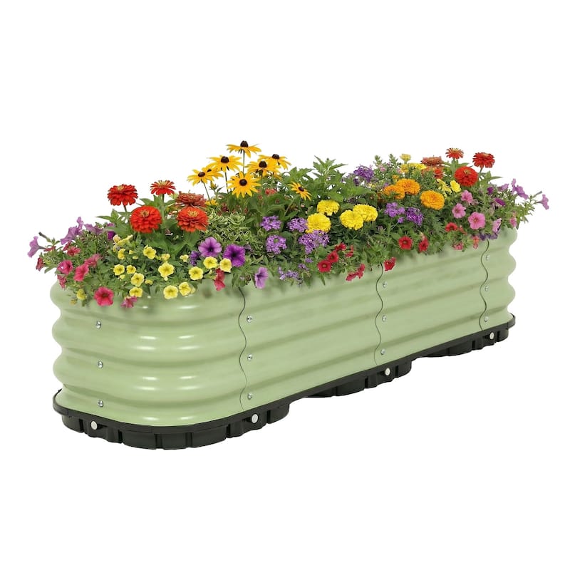 Aoodor Galvanized Self-Watering Planter Box - Green - 47.2"W x 16.5"D x 11.2"H