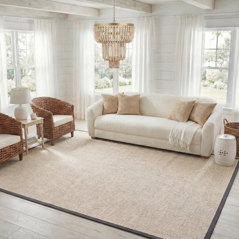 SAFAVIEH Natural Fiber Lorine Casual Border Sisal Rug - 8' x 10' - Marble/Dark Grey