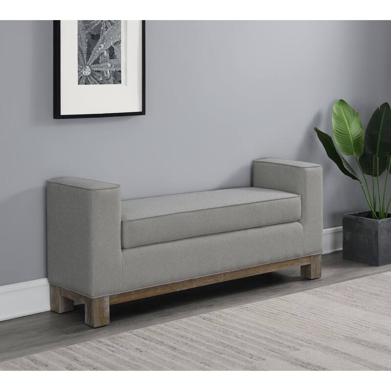 Abbyson Cape Cod Stain-Resistant Fabric Upholstered Bedroom Bench (Queen) - Grey