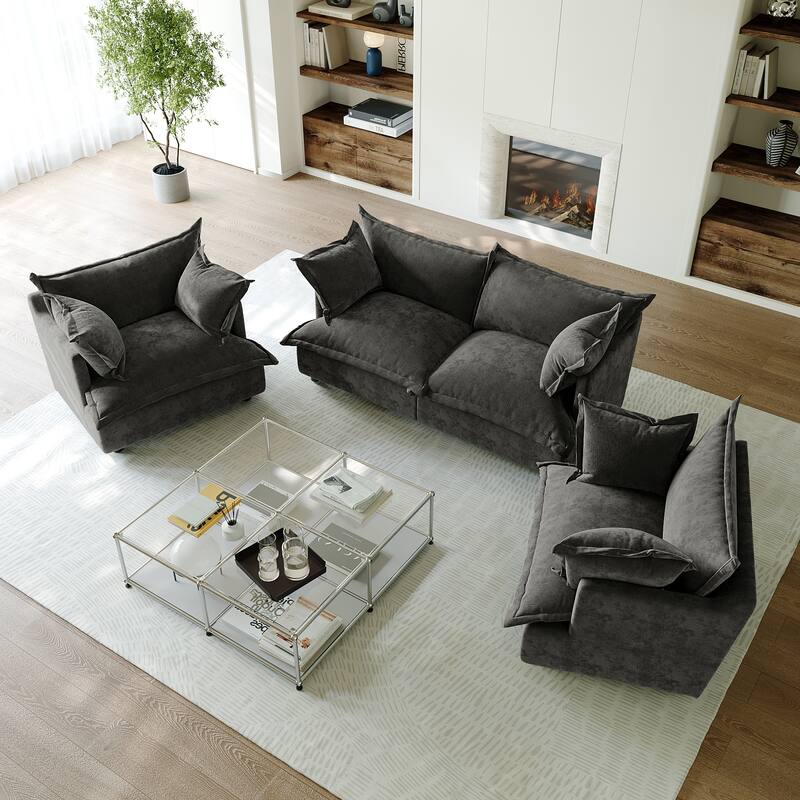 Comfy Cloud Oversized Chenille Modular Sectional Sofa Armchair Set