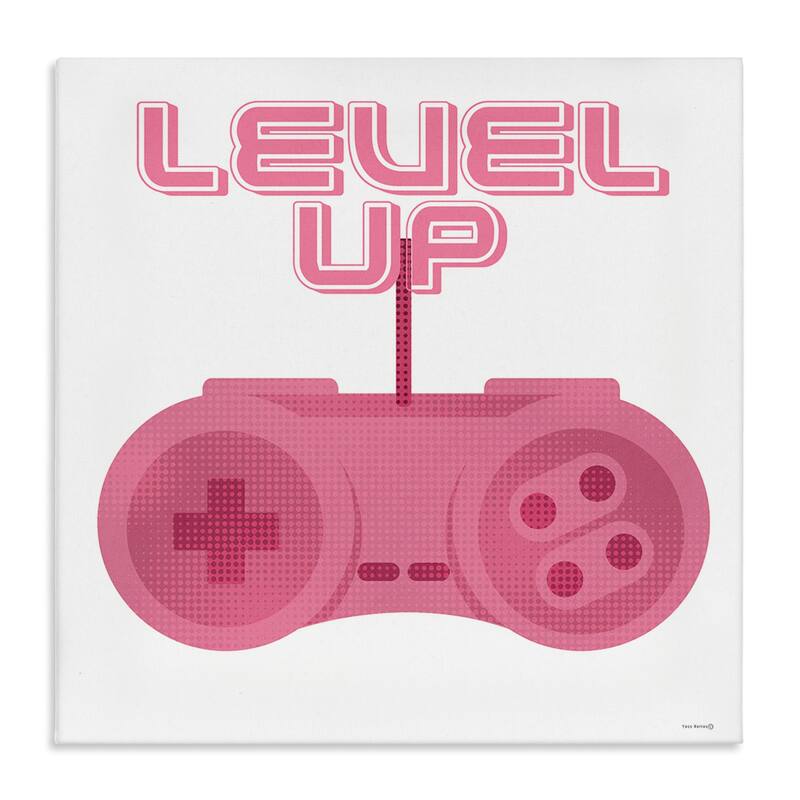 Stupell Girl Gamer Pink Level Up Canvas Wall Art Design By Yass Naffas Designs - 36 x 36