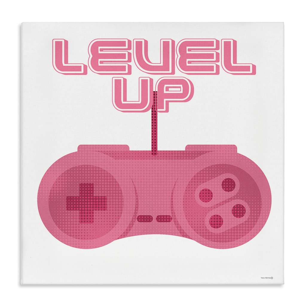 Stupell Girl Gamer Pink Level Up Canvas Wall Art Design By Yass Naffas Designs