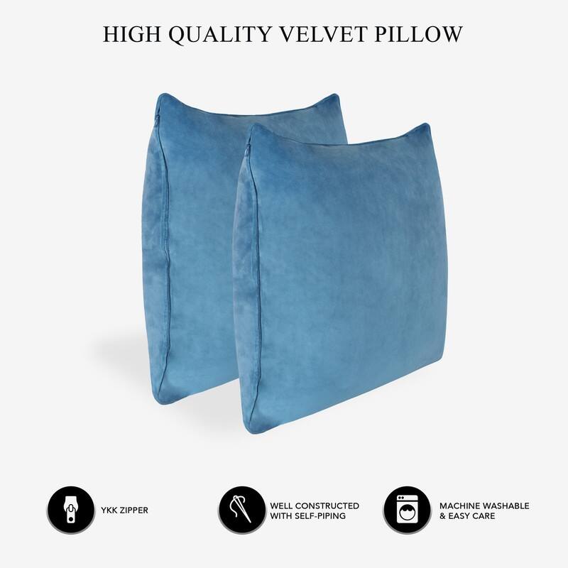 A1HC Pack of 2 Velvet Throw Pillow Covers, Hidden Zipper Closure