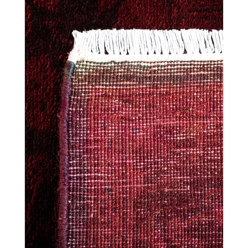 Overton Hand Knotted Wool Vintage Inspired Modern Contemporary Overdyed Brown Runner Rug - 2' 7" x 16' 4"