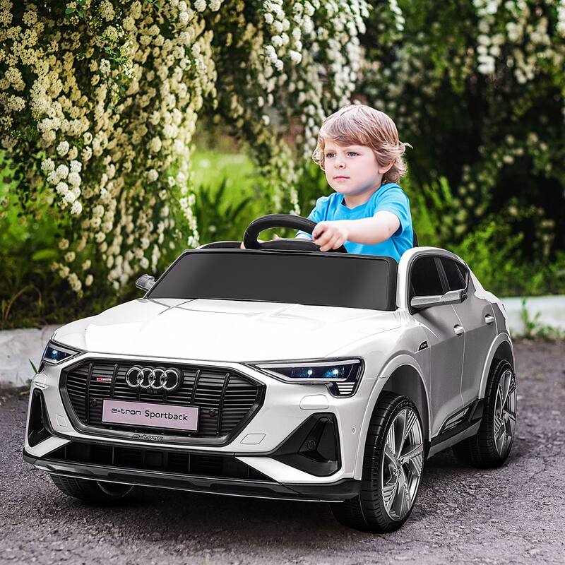 Audi E-Tron 12V Electric Kids Ride-On Car with Remote Control, Suspension System, MP3 Music, LED Lights, and Safety Belt