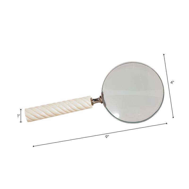 Resin Metal Magnifying Glass Decorative Textured Handle for Shelf Desk - 4" x 9" x 1"