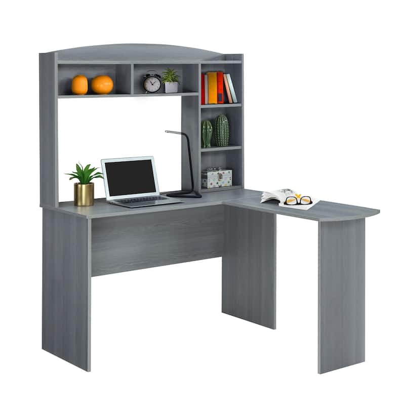 62.5" Gray Durable L-Shaped Computer Desk