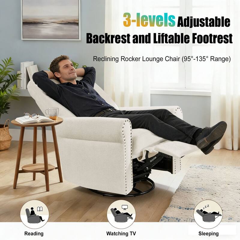 Heido 360 Degree Swivel Glider Manual Recliner Leisure Chair Set of 2