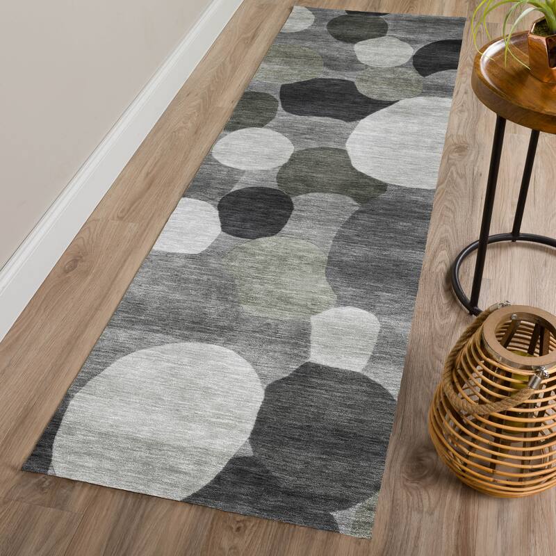 Machine Washable Indoor/ Outdoor Modern Circy Chantille Rug