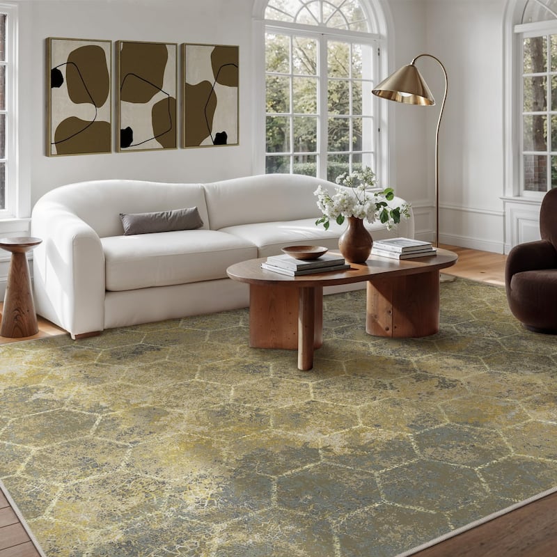 Mcow Modern Machine Washable Low Pile Lightweight Soft Print Area Rugs - 8'X10'