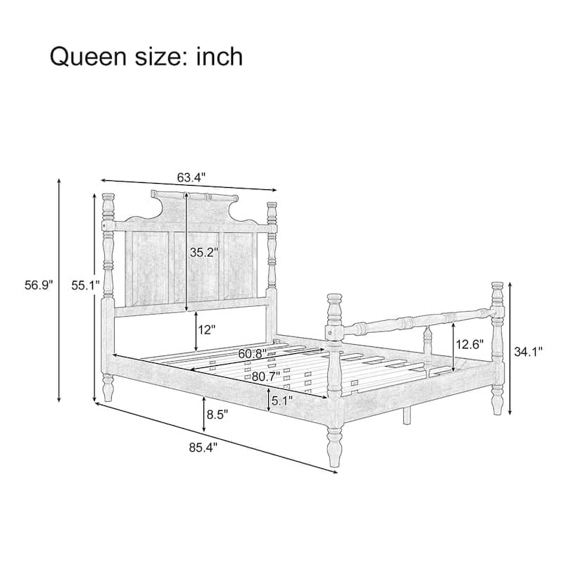 Modern Wood Four Poster Platform Bed