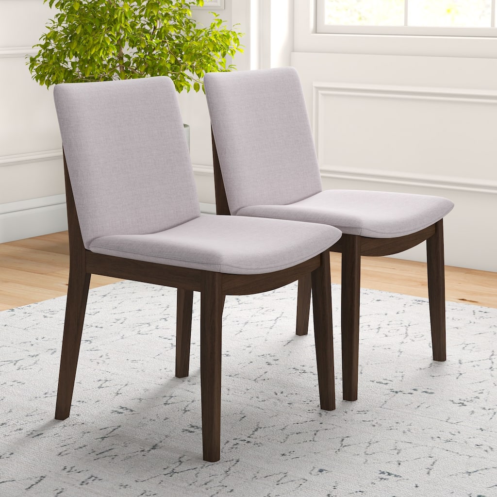 GDFStudio - Laura Mid-Century Modern Solid Wood Dining Chair Set with Upholstered Fabric, Set of 2 - 20"
