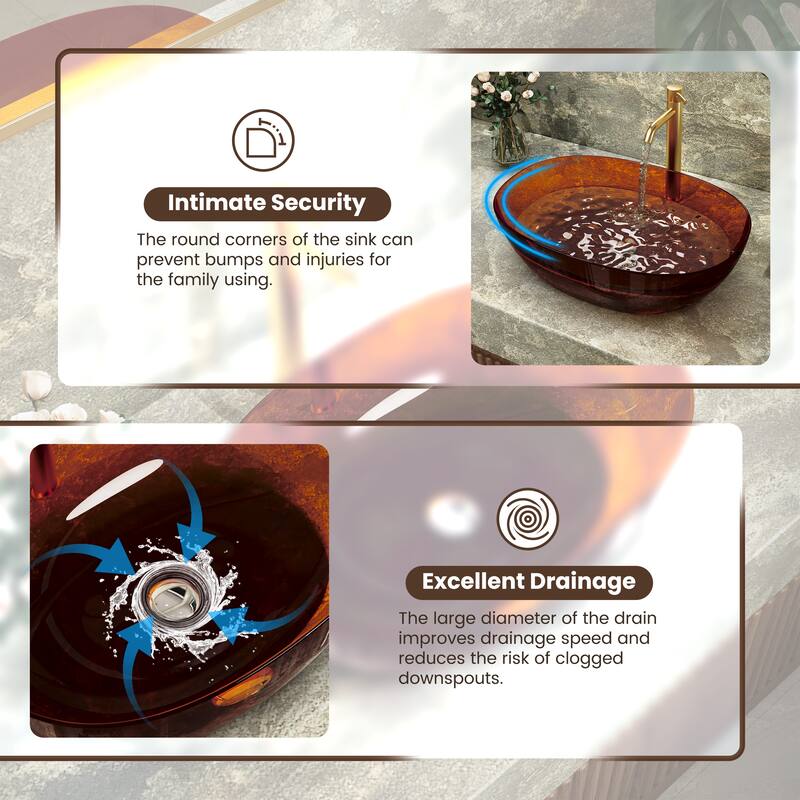 Transparent Resin Vessel Bathroom Sink Included Pop-up Drain and Drain Hose, Modern Above Counter Wash Basin with Center Drain