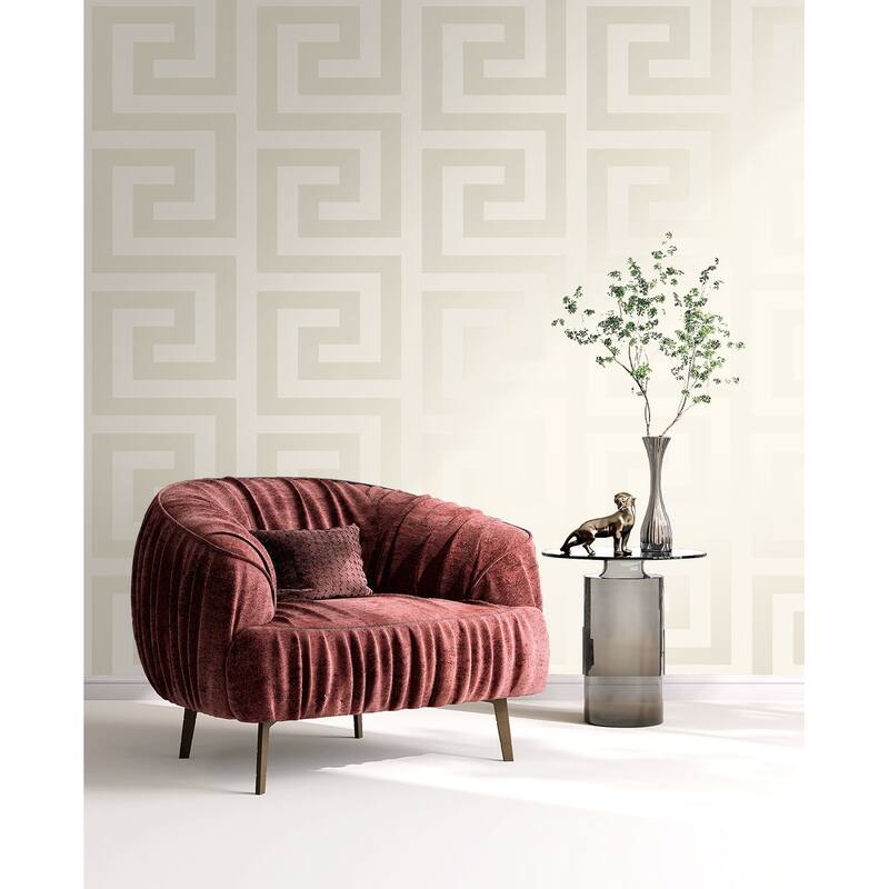 Seabrook Designs Forte Greek Key Non-Woven Unpasted Wallpaper