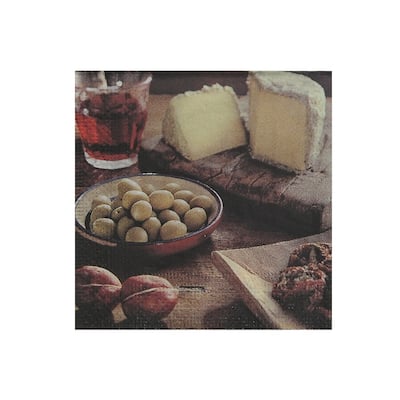 20 Pack 3 Ply Cocktail Napkin (olive & Cheese) - Set Of 6