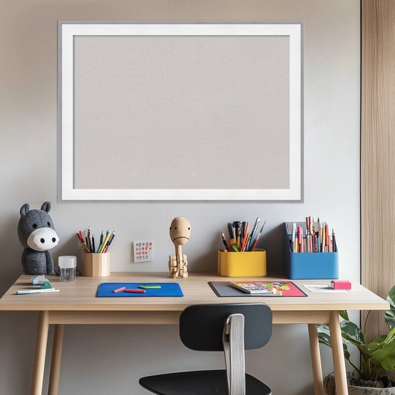 Maya White Silver Framed Cork Board - Bulletin Board, Organization Board, Pin Board