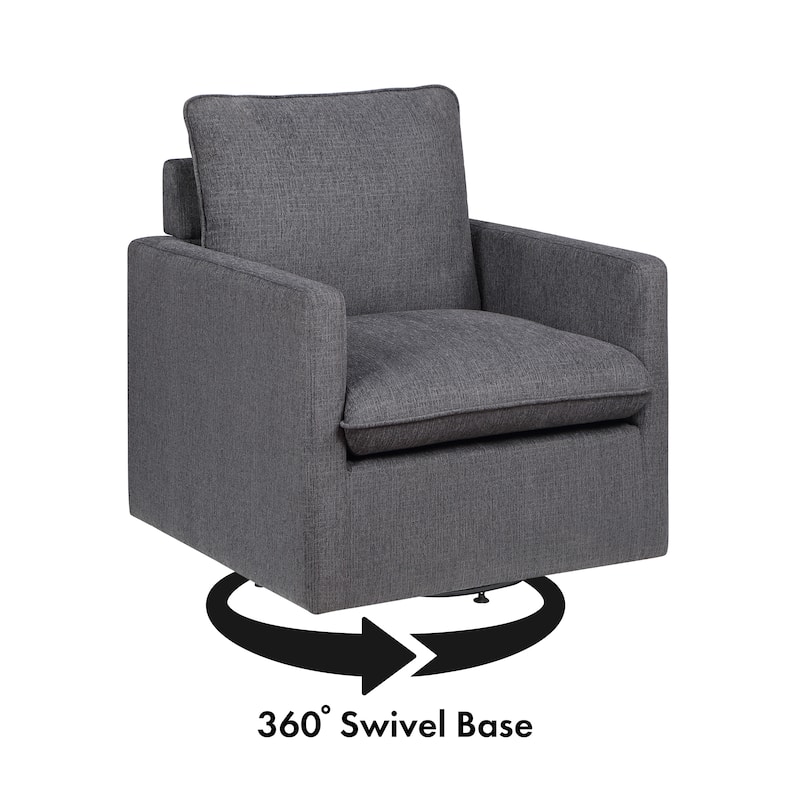 Kamile Transitional Linen Cushion Back Swivel Armchair by Furniture of America