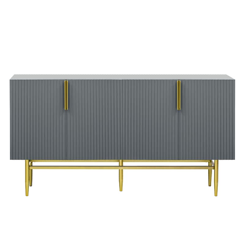 4-door Sideboard Gold Metal Handle Buffet Cabinet