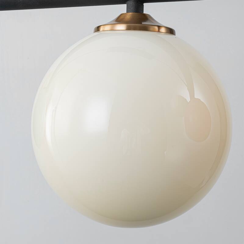 Modern 5-Light Linear Globe Chandelier Kitchen Island Pendant Light - Black