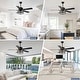 preview thumbnail 7 of 11, Cusp Barn 52 Inch Modern Caged Black Ceiling Fan with Light, Crystal Chandelier Fan, Quiet DC Motor Reversible Ceiling Fan
