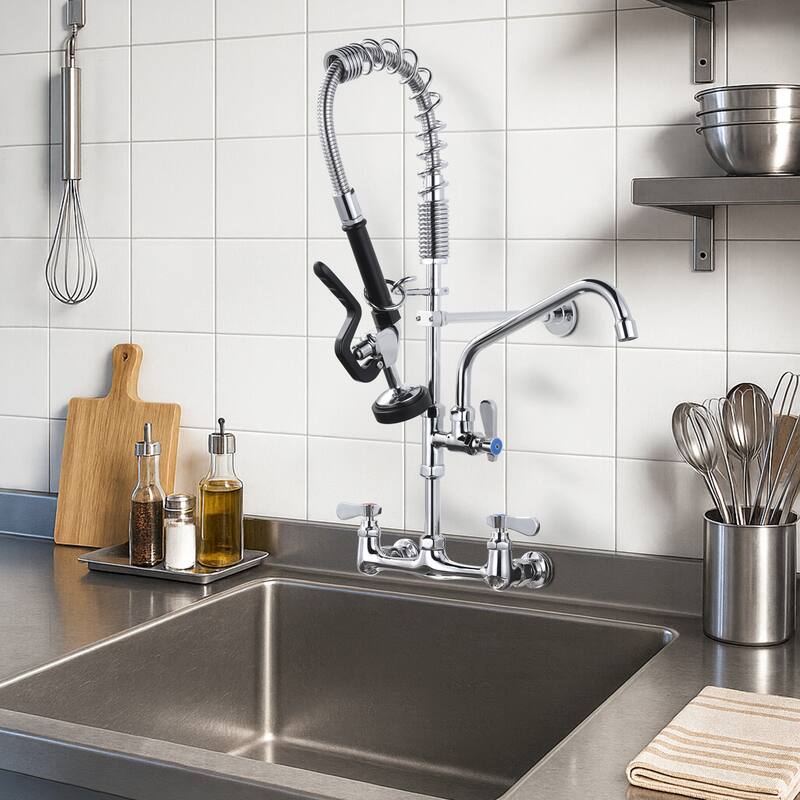WOWOW Pull Down Sprayer Commeicial Faucet with Pre-Rinse Sprayer