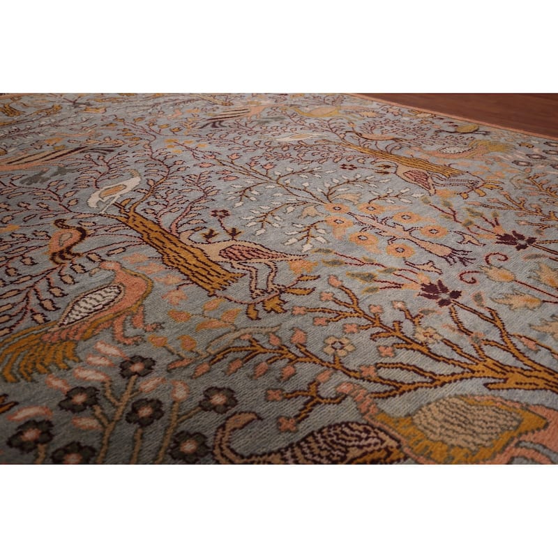 Animals Design Gray Ziegler Oriental Area Rug Handmade Wool Carpet - 7'9"x 9'9"