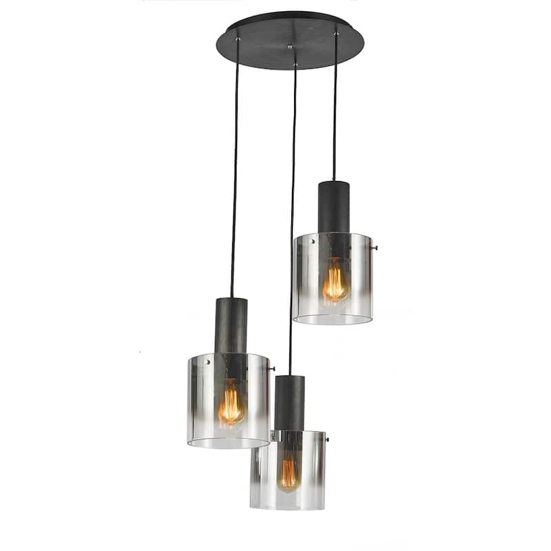 Artcraft Henley - 3-Light Chandelier - Smoke Glass/Satin Black - Satin Black & Smoke Glass