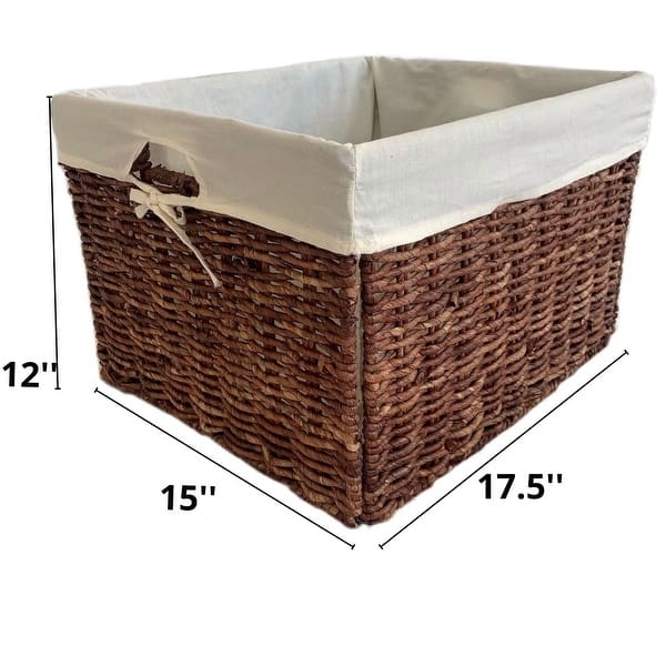 dimension image slide 1 of 2, Handwoven Large Woven Maize Rectangular Storage Baskets (Set of 2)