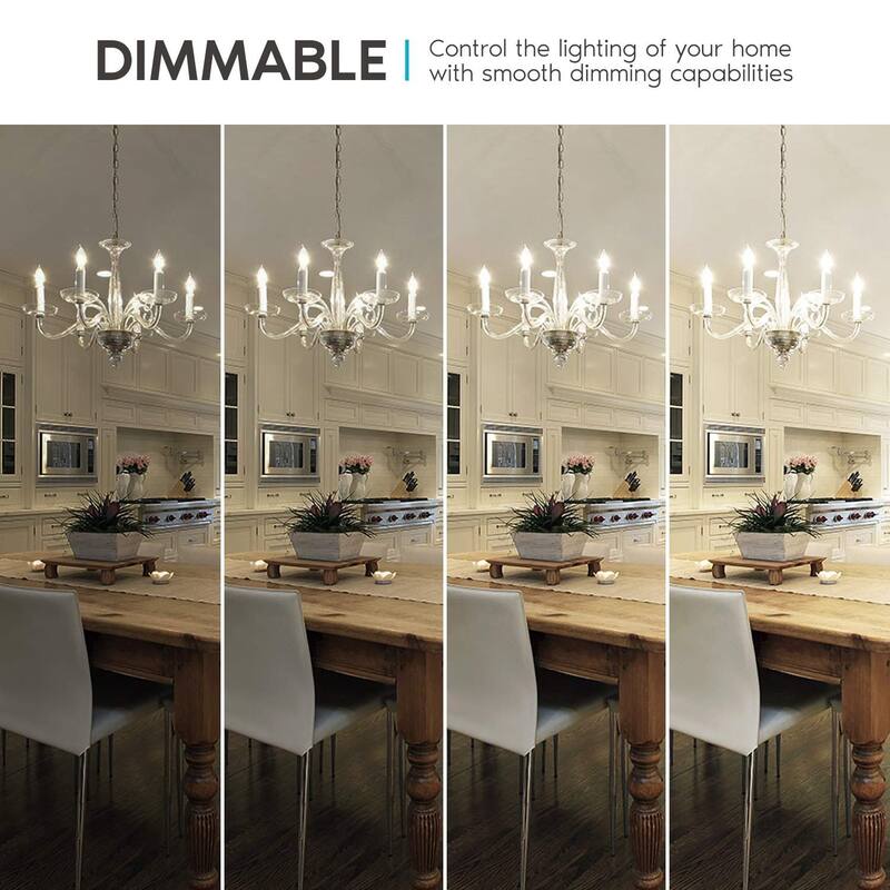 Luxrite 4W Vintage Candelabra LED Bulbs Dimmable, 400 Lumens, 40W Equivalent, Clear Glass, E12 Base (12 Pack)
