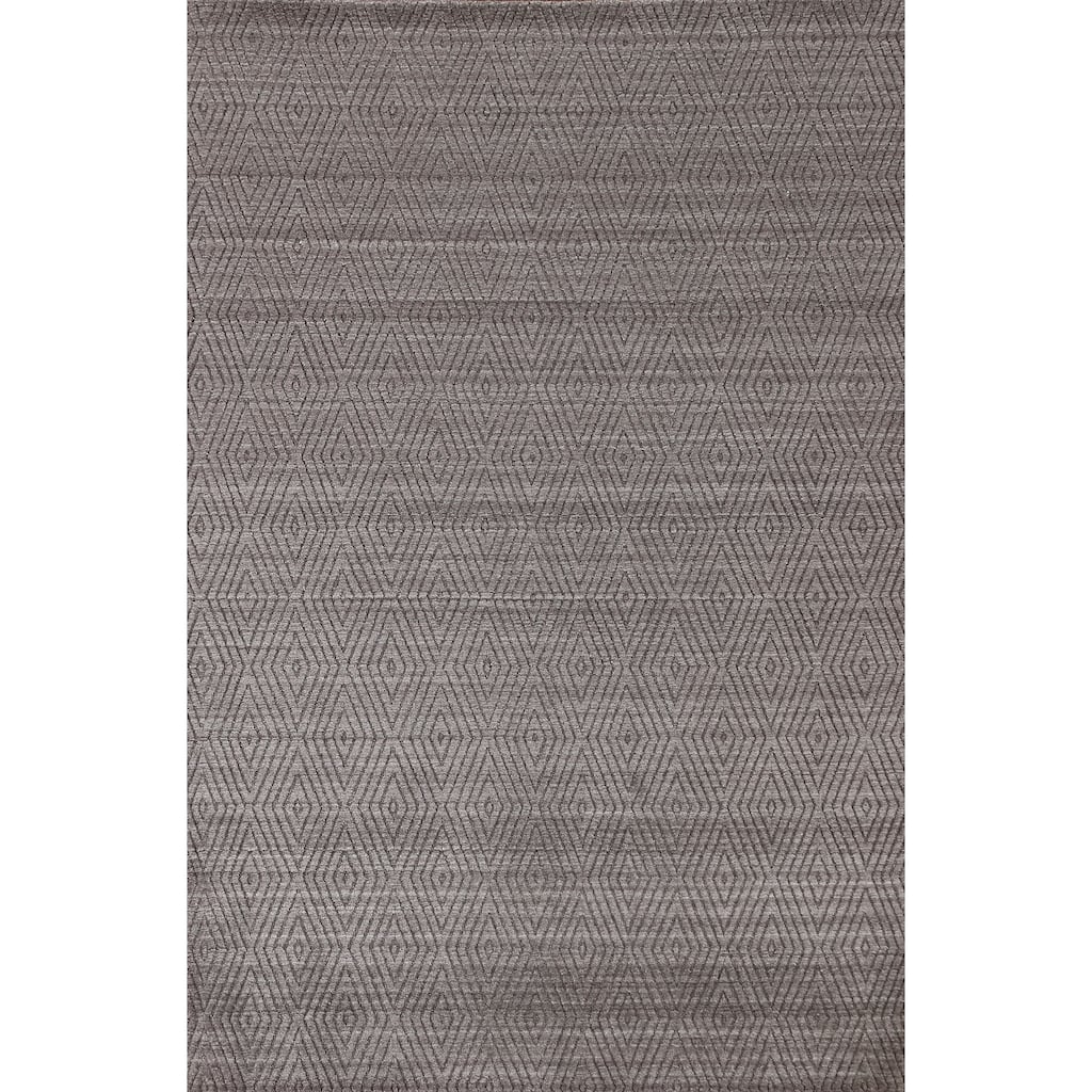 Brown Trellis Gabbeh Modern Area Rug Hand-knotted Wool Carpet - 5'5" x 7'7"