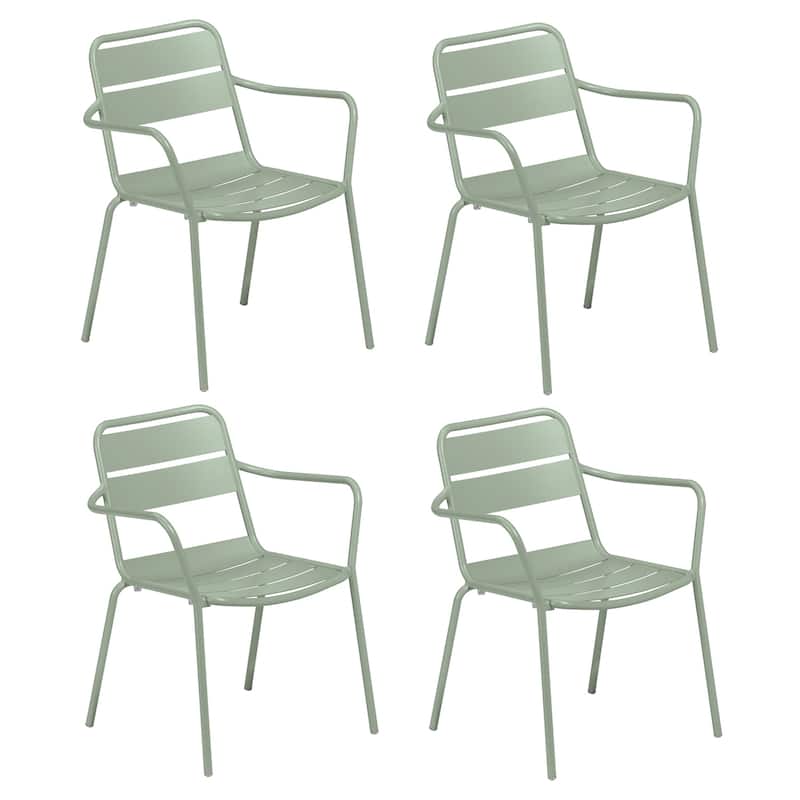 Oxford Garden Kapri Outdoor Aluminum Dining Chairs - Set of 4 - Sage