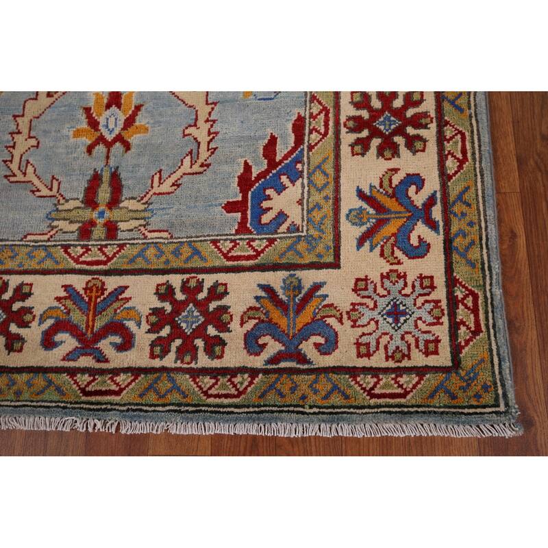 Light Blue Kazak Oriental Accent Rug Hand-Knotted Wool Carpet - 3'6" x 5'4"