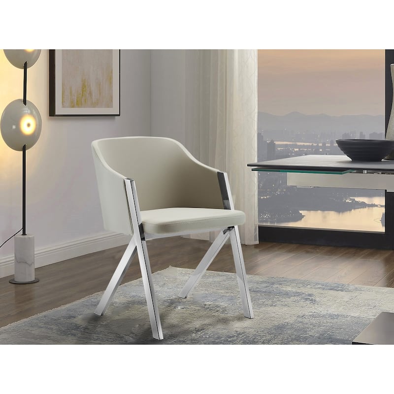 Casabianca Home Acorn Set of 2 Arm Dining Chair in Taupe PU Leather
