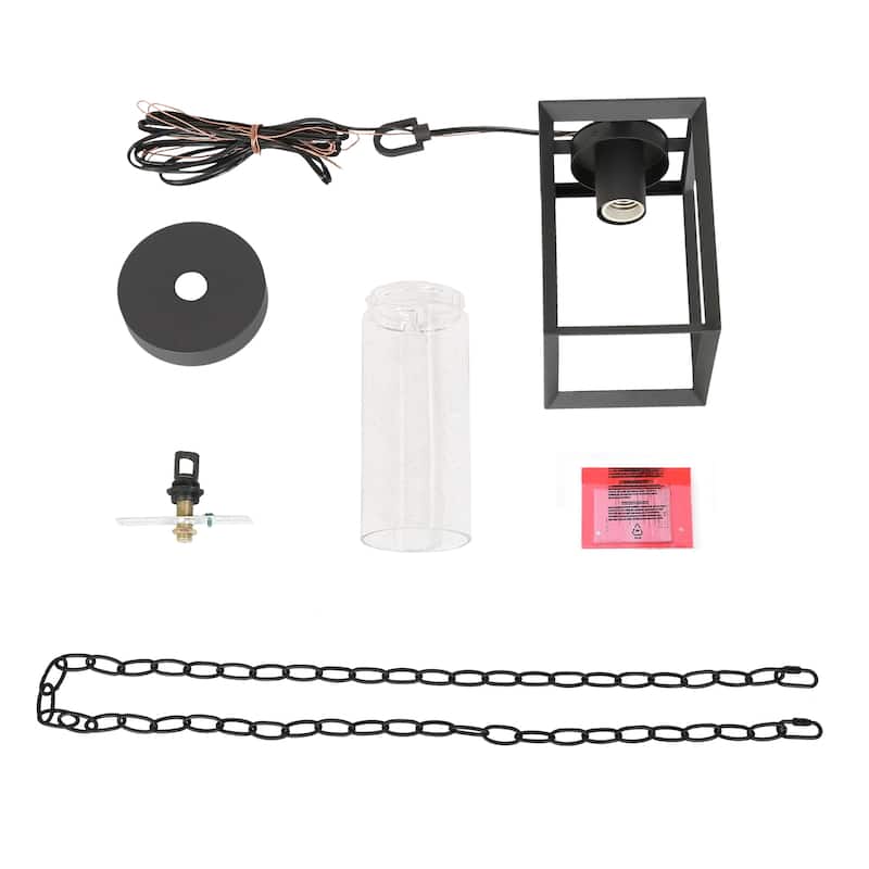 Modern Black Outdoor Pendant Lighting Hanging for Porch, Garage - L 5'' x W 5'' x H 70.5''
